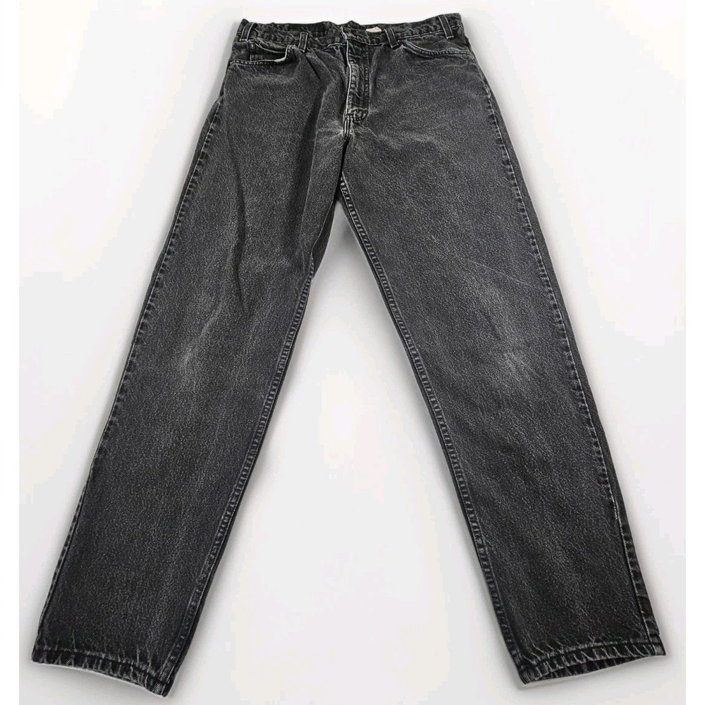 Vintage 90s Levi's 550 Orange Tab Black Denim Jeans Men's Size 36x32 Tapered - Picture 1 of 14